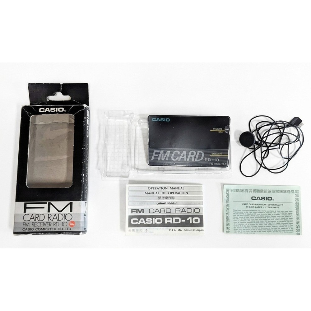 Vintage Casio FM Card Radio FM Receiver RD-10, Original Box, Headphones, Working